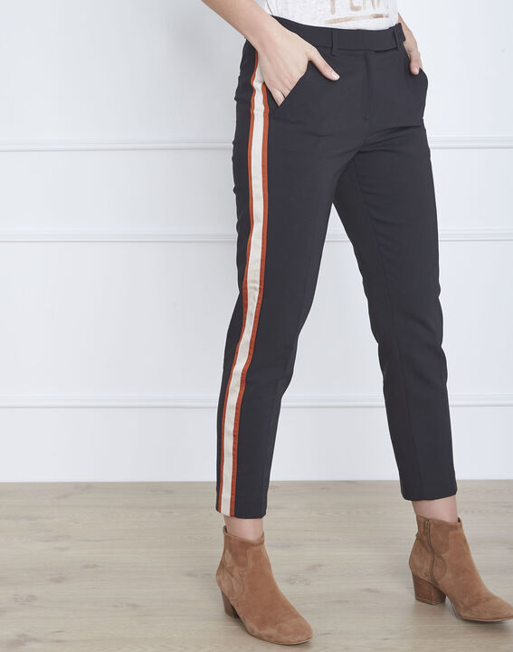 Pantalon noir bande latérale acajou Golden | 1-2-3 Pantalon noir bande latérale acajou Golden PhotoZ | 1-2-3