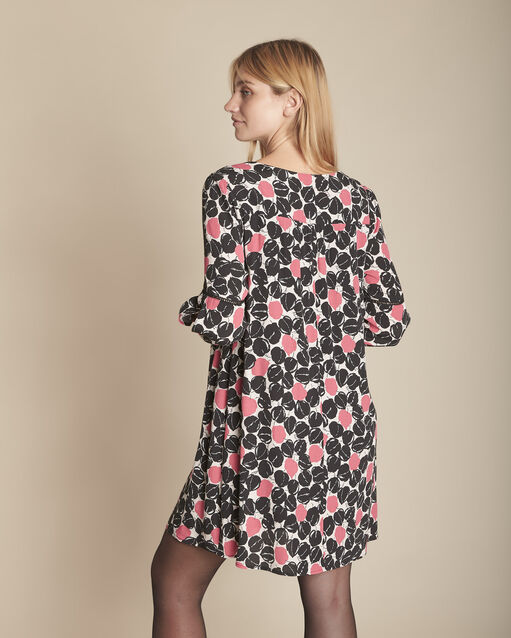 Robe droite imprimée icone rose fluo.