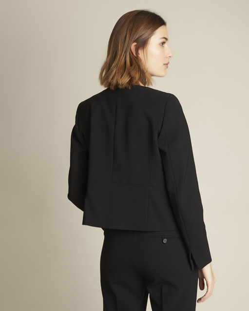 Veste noire poches à rabat microfibre charme noir.