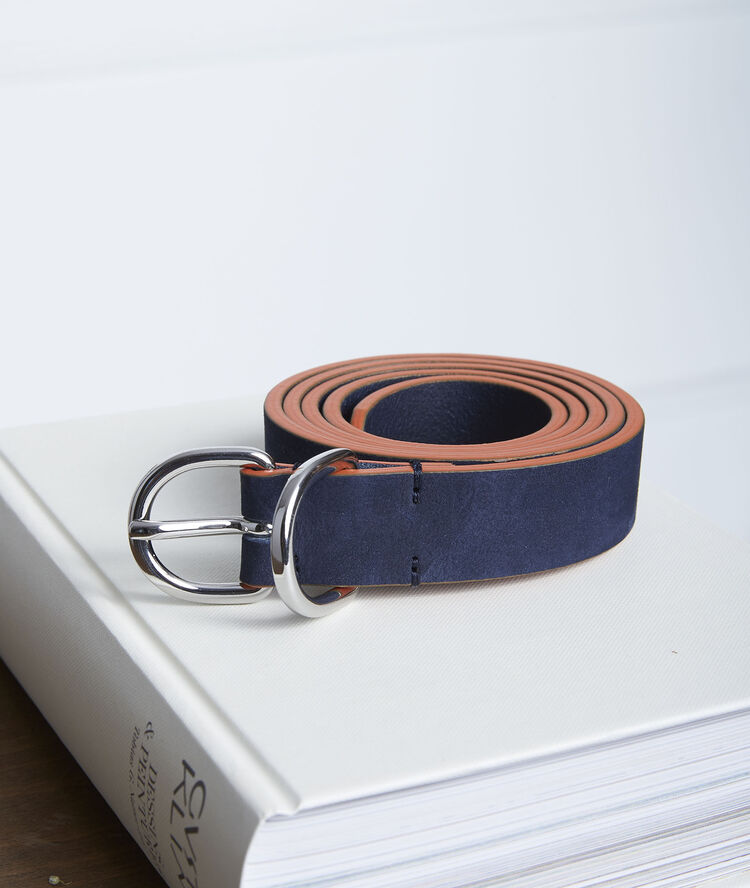 Marineblauwe leren riem quorentin marine.