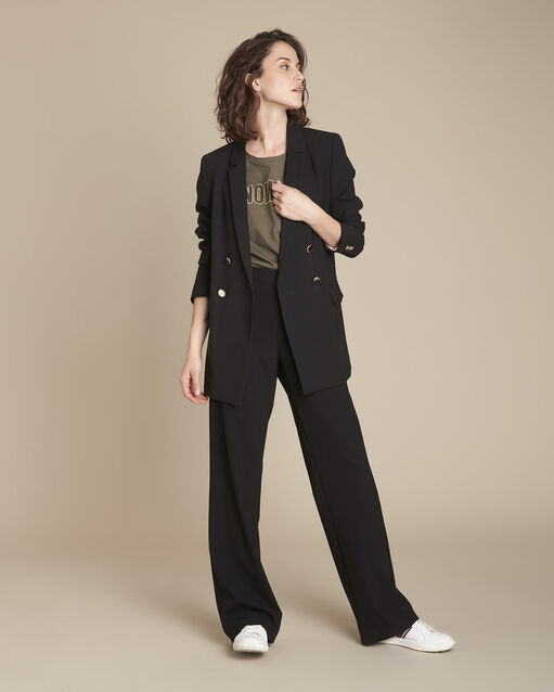 Kaki T-shirt met borduursel, tekst en kant Carthagene (2) - Maison 123