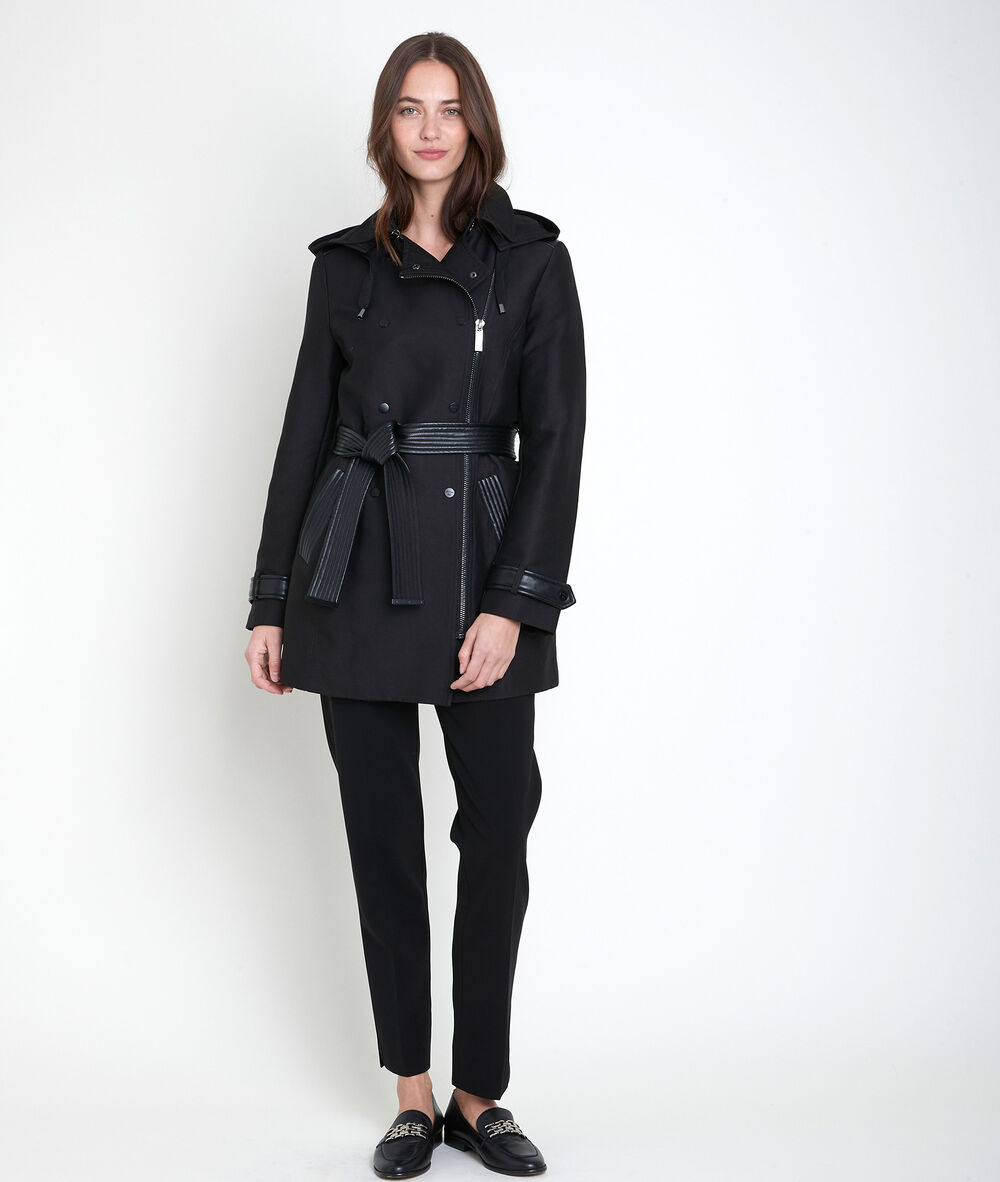 Trench empi&egrave;cement faux cuir sakura noir.