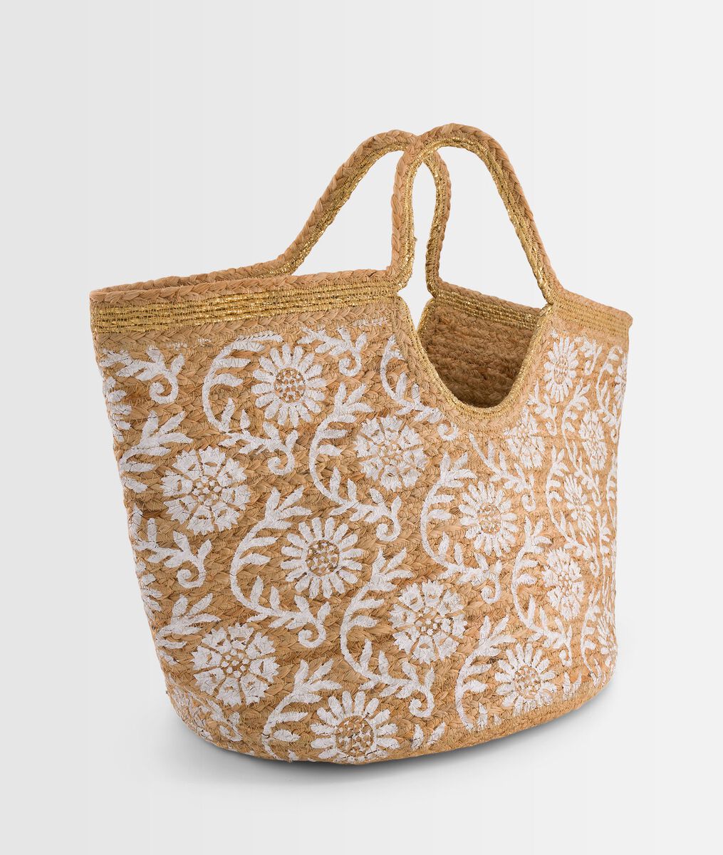 Panier en jute imprimé fleuri Diego | 1-2-3 Panier en jute imprimé fleuri Diego PhotoZ | 1-2-3