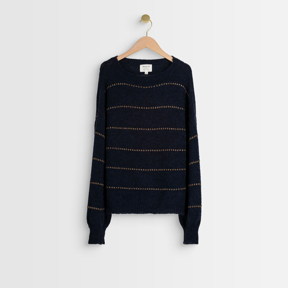 Pull rayé pailleté riviere marine.