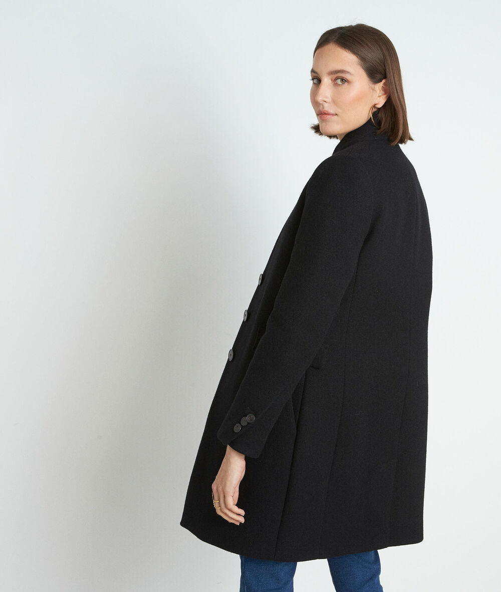 Manteau droit en laine noir lucas noir.