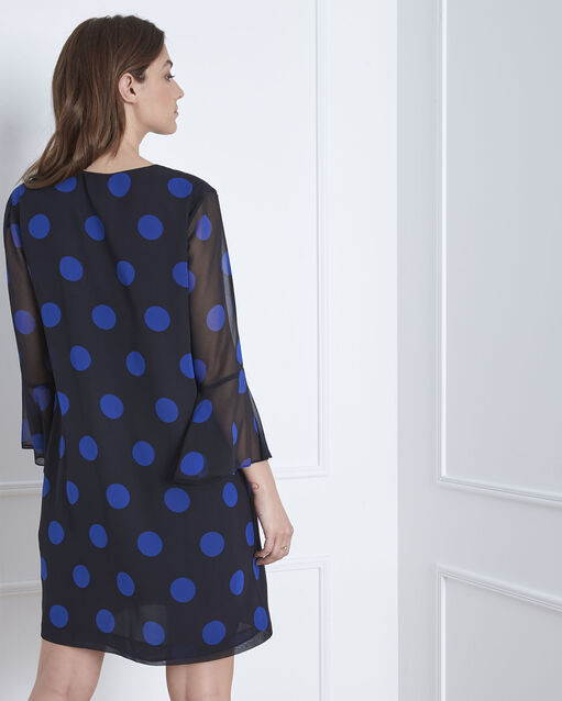 Robe marine imprimé pois astrid marine.