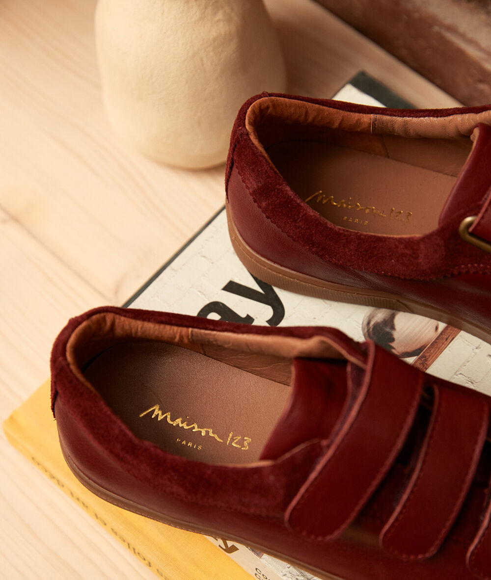 Baskets en cuir bordeaux vic bordeaux fonce.