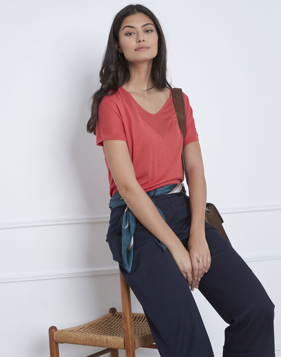 Pull rouge détail encolure Never | 1-2-3 Pull rouge détail encolure Never PhotoZ | 1-2-3