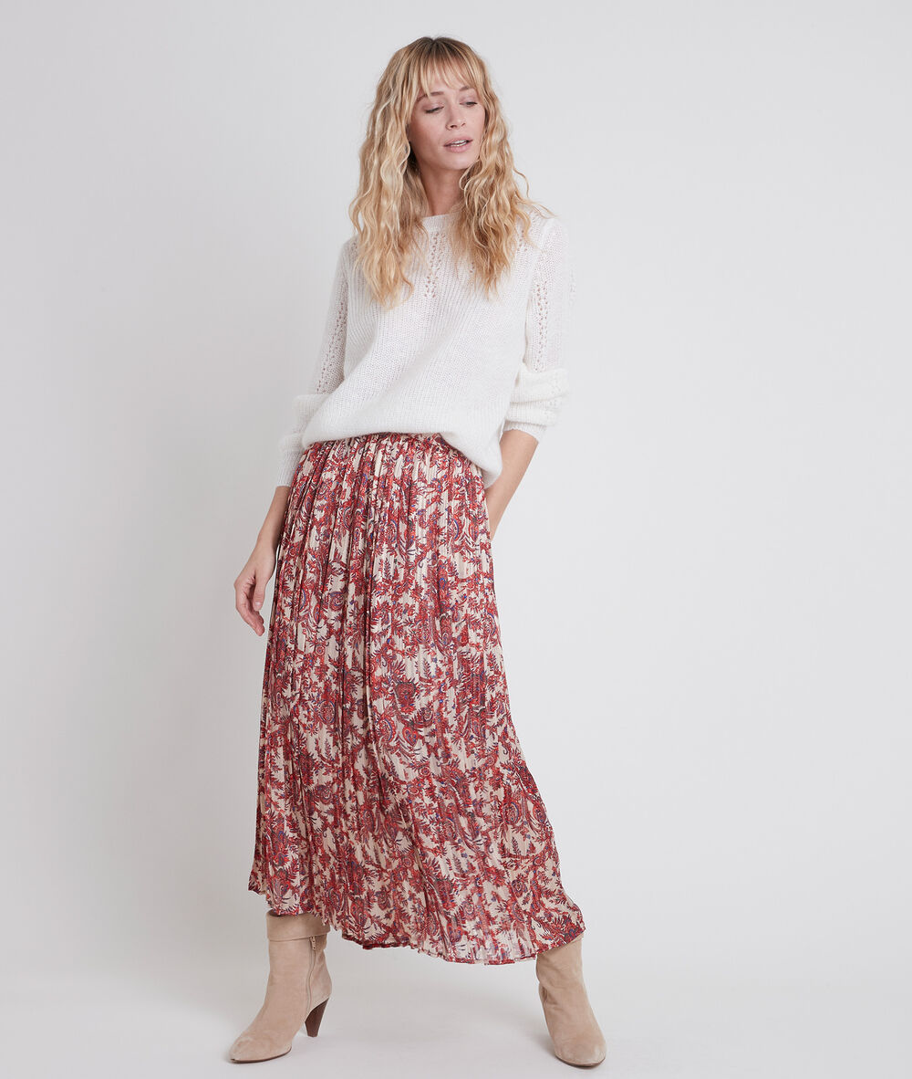 Jupe longue imprim&eacute;e evana rouge.