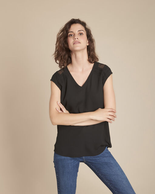 Top noir bimatière en dentelle Maelia (1) - Maison 123