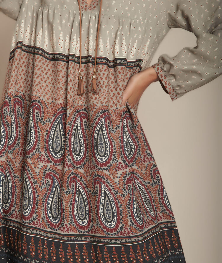 Robe imprimé cachemire ivanity jaune pale.