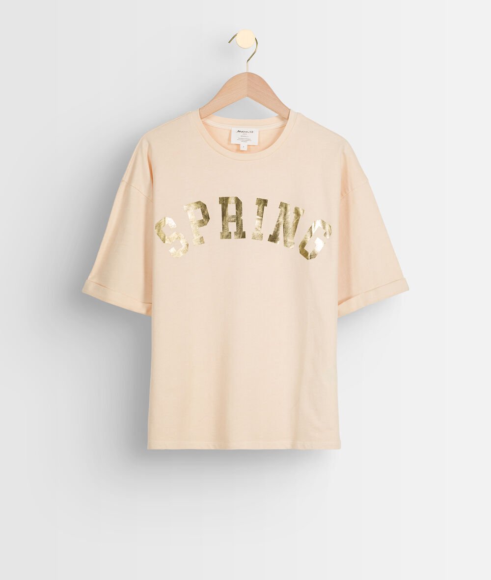 Tee-shirt en coton biologique jaune imprimé itak bis vanille.