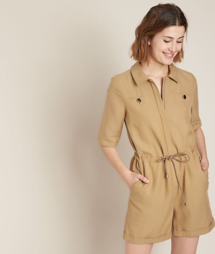 Combishort en lin calix havane.