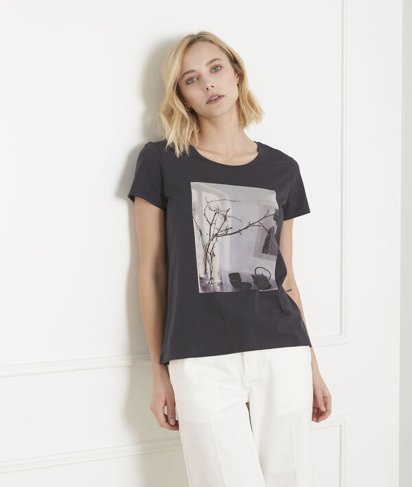 Grijs shirt met print Pueblo | 1-2-3 Grijs shirt met print Pueblo PhotoZ | 1-2-3