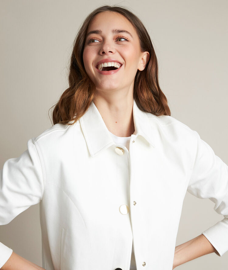 Veste denim à pressions lola blanc.
