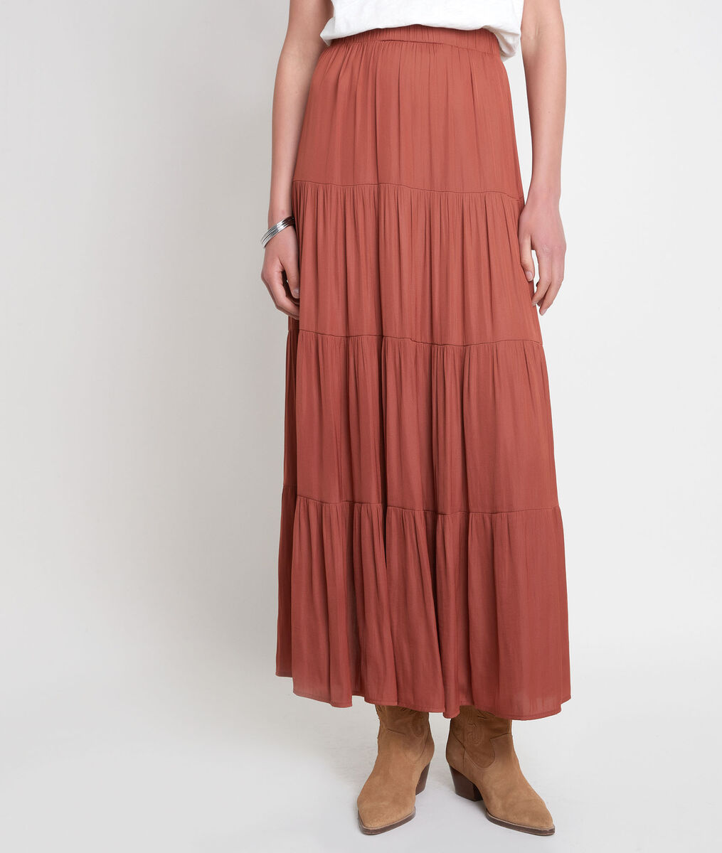 Jupe longue fluide terracotta Freda | 1-2-3 Jupe longue fluide terracotta Freda PhotoZ | 1-2-3