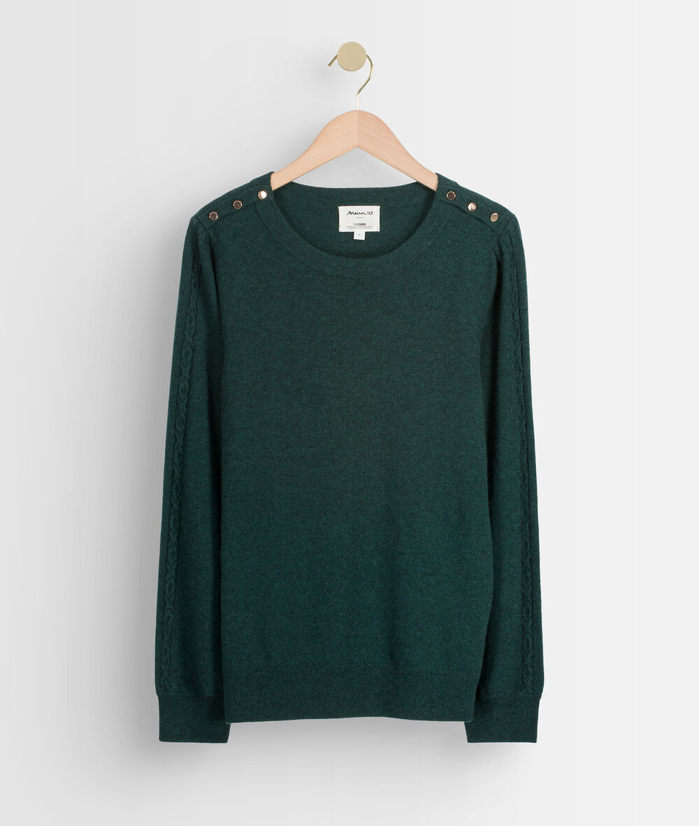 Pull à manches bouffantes vert foncé trystan cypres.