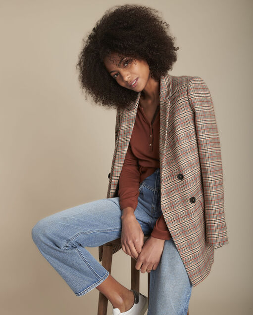 Tee-shirt col tunisien acajou Clyde (2) - Maison 123