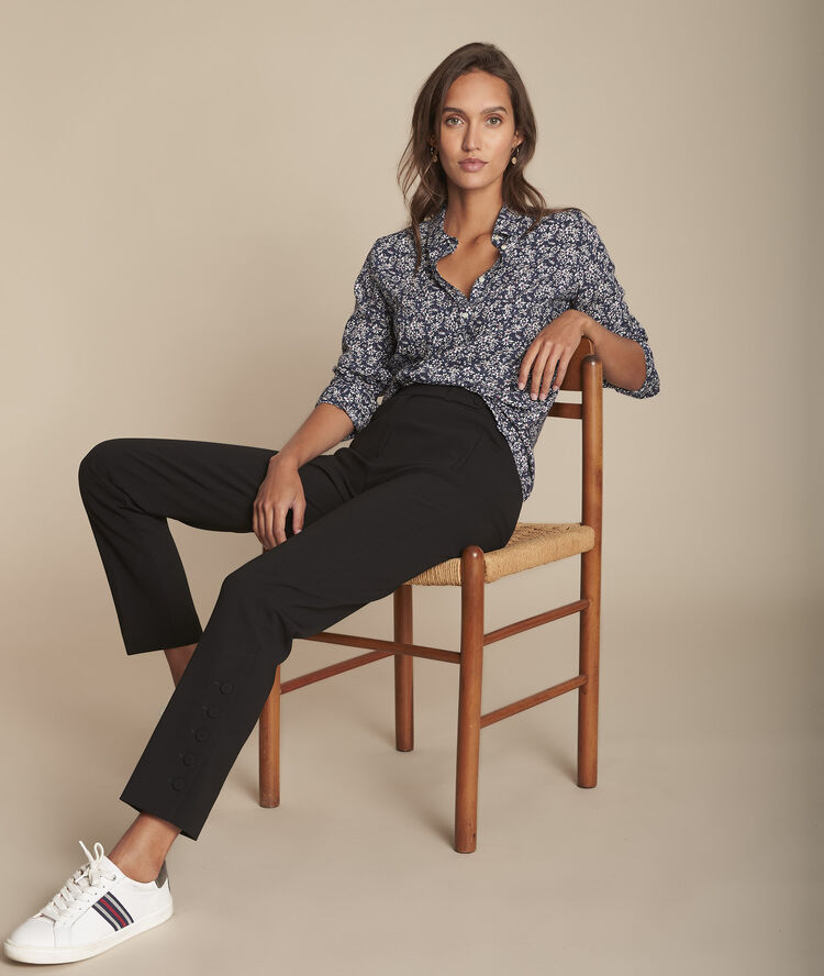 Zwarte sigaretbroek van microvezel knopenpijpen ernesto noir.