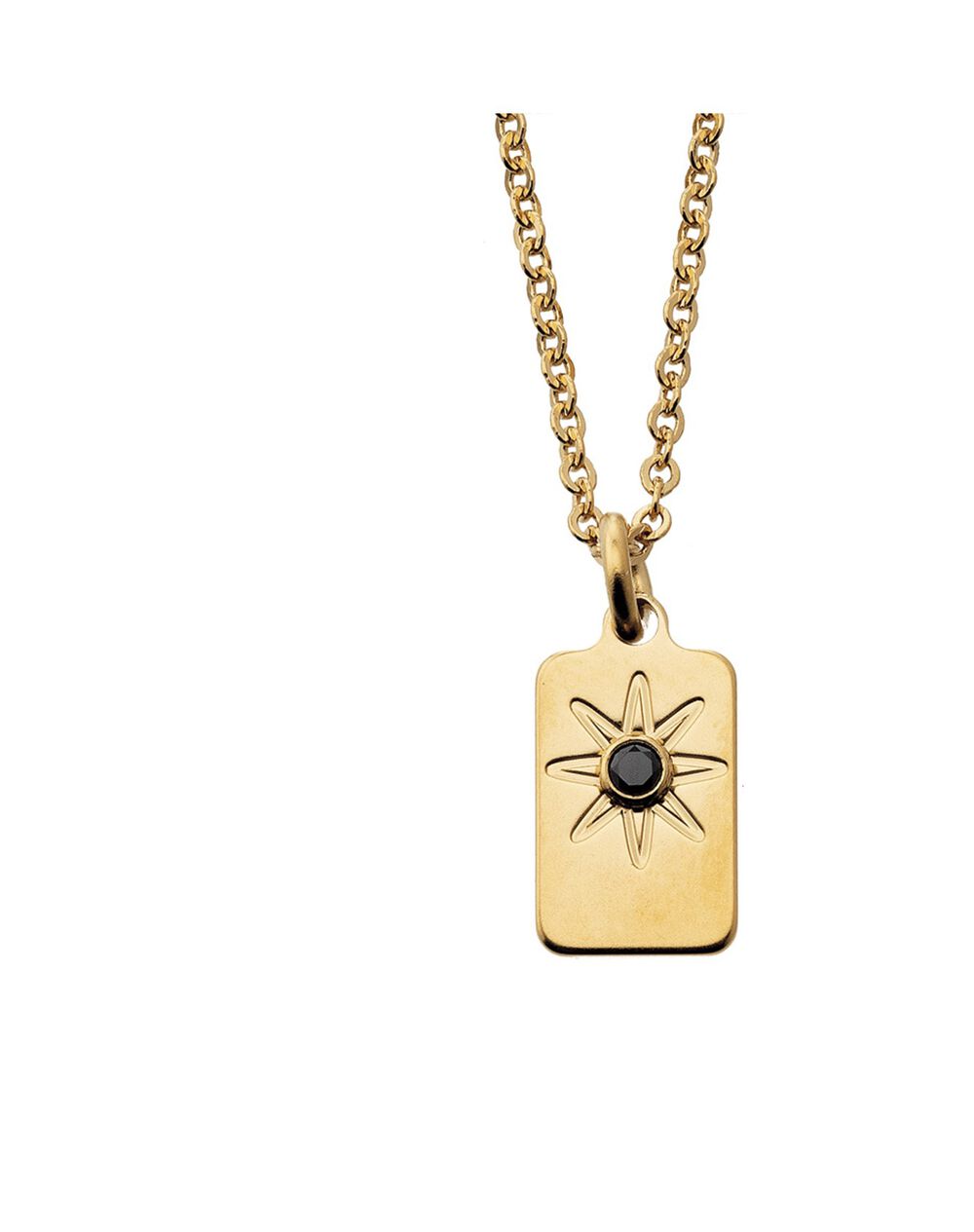 Collier mini rectangle or éclat de zircon noir bijoux léone or.
