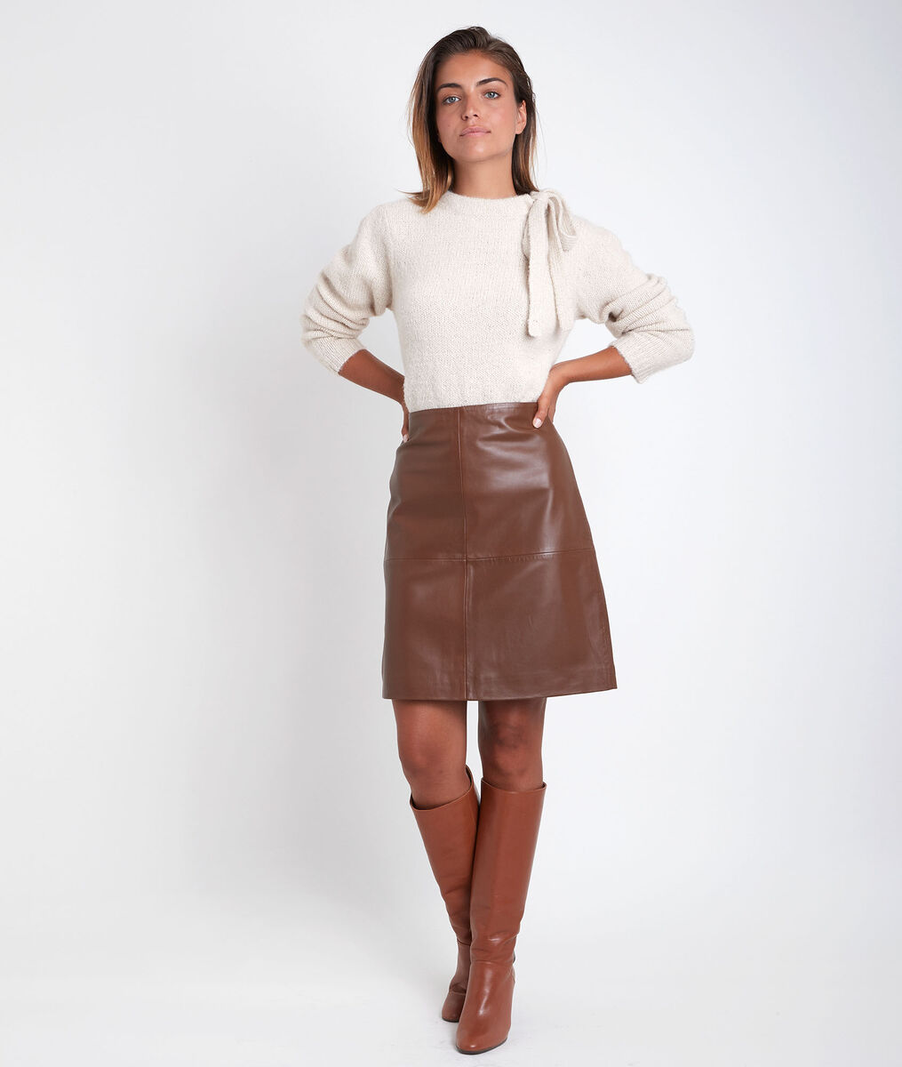 Havannabrauner Lederrock Bossa Damen Maison 123