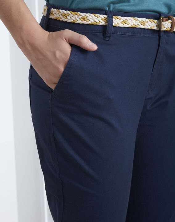Pantalon marine chino ceinture fantaisie Francis | 1-2-3 Pantalon marine chino ceinture fantaisie Francis PhotoZ | 1-2-3
