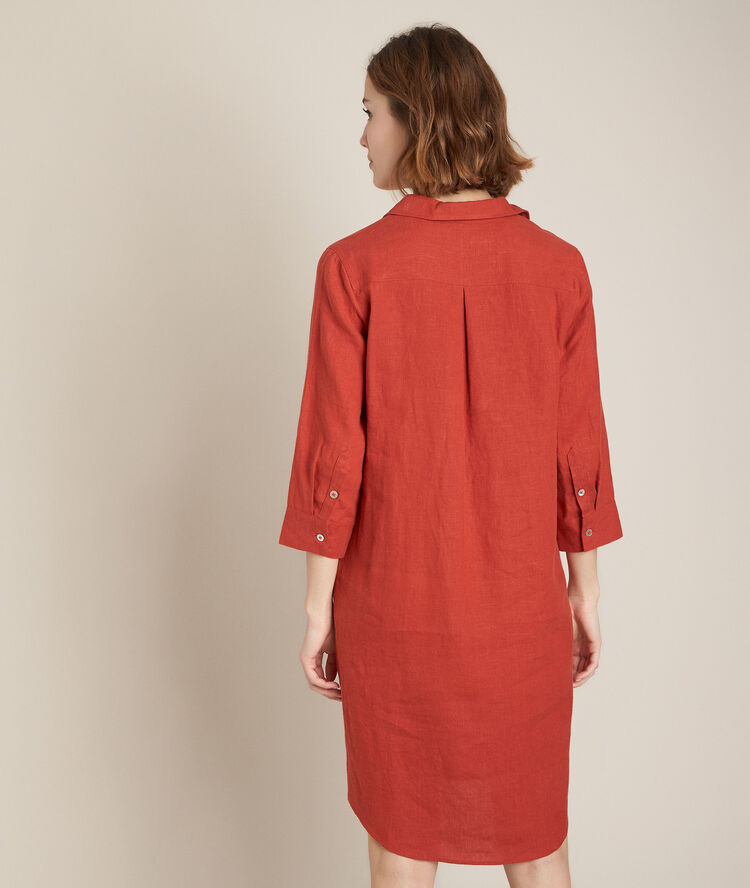 Robe chemise en lin orange céline terracotta.