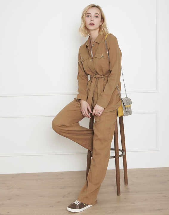 Pantalon havane large en lin Gobi | 1-2-3 Pantalon havane large en lin Gobi PhotoZ | 1-2-3