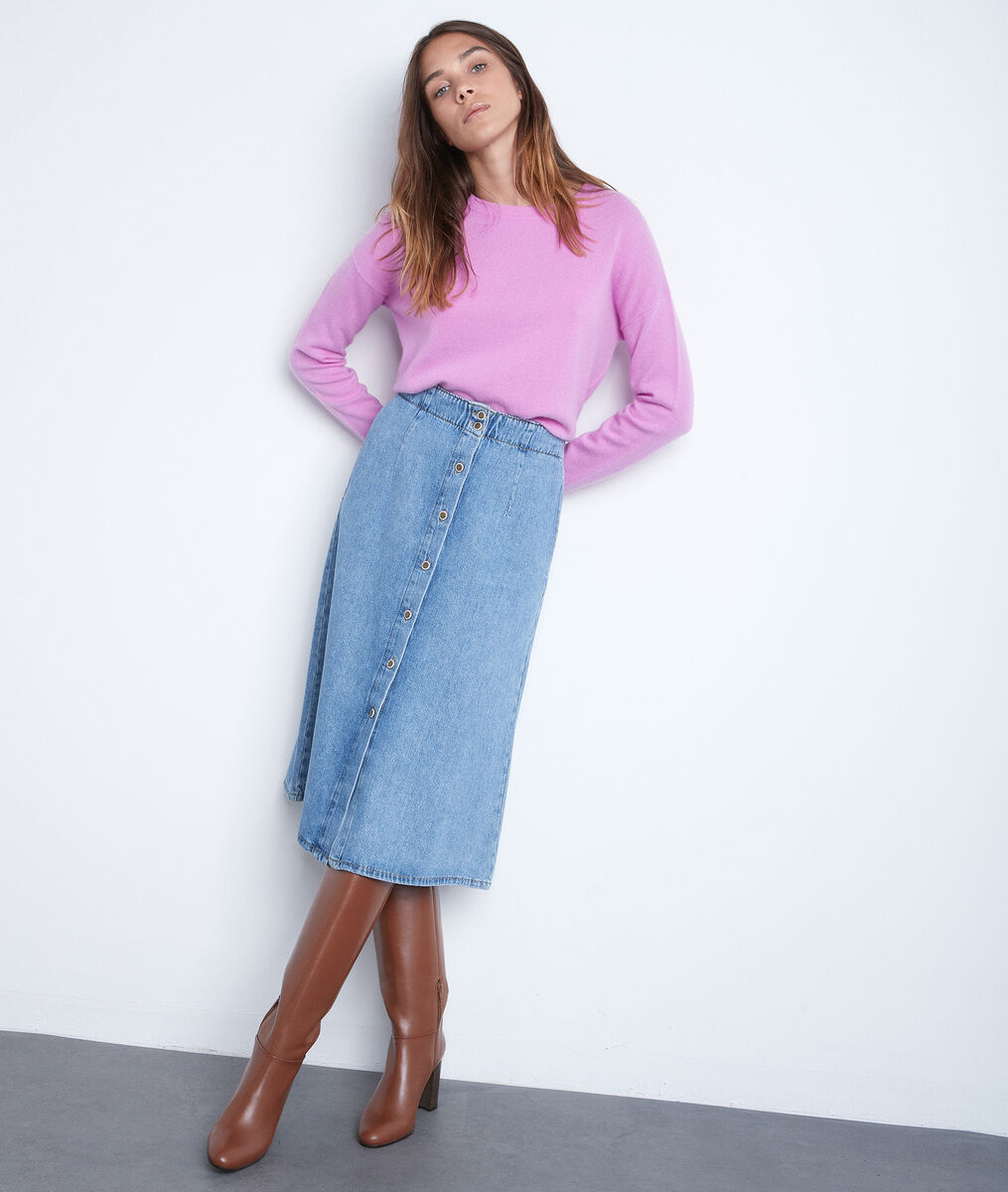 Jupe longue en denim pure bleached Ely | 1-2-3 Jupe longue en denim pure bleached Ely PhotoZ | 1-2-3