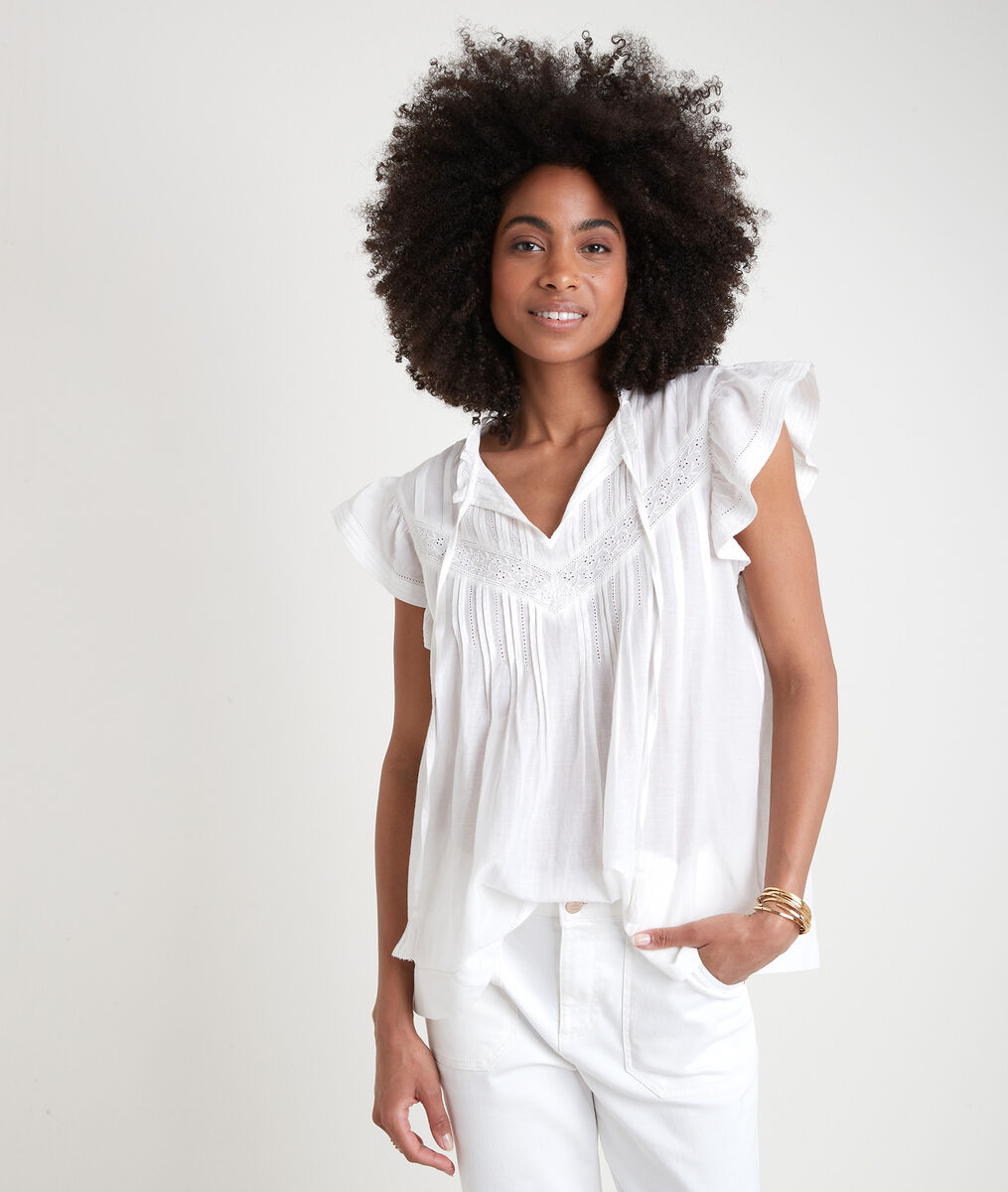 Blouse romantique brodée blanche Ambre | 1-2-3 Blouse romantique brodée blanche Ambre PhotoZ | 1-2-3