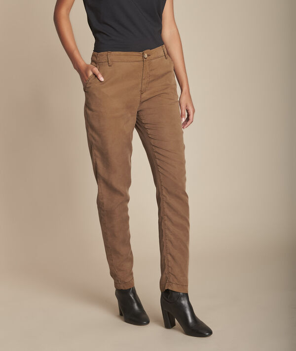 Pantalon marron cigarette en tencel Edgar | 1-2-3 Pantalon marron cigarette en tencel Edgar PhotoZ | 1-2-3
