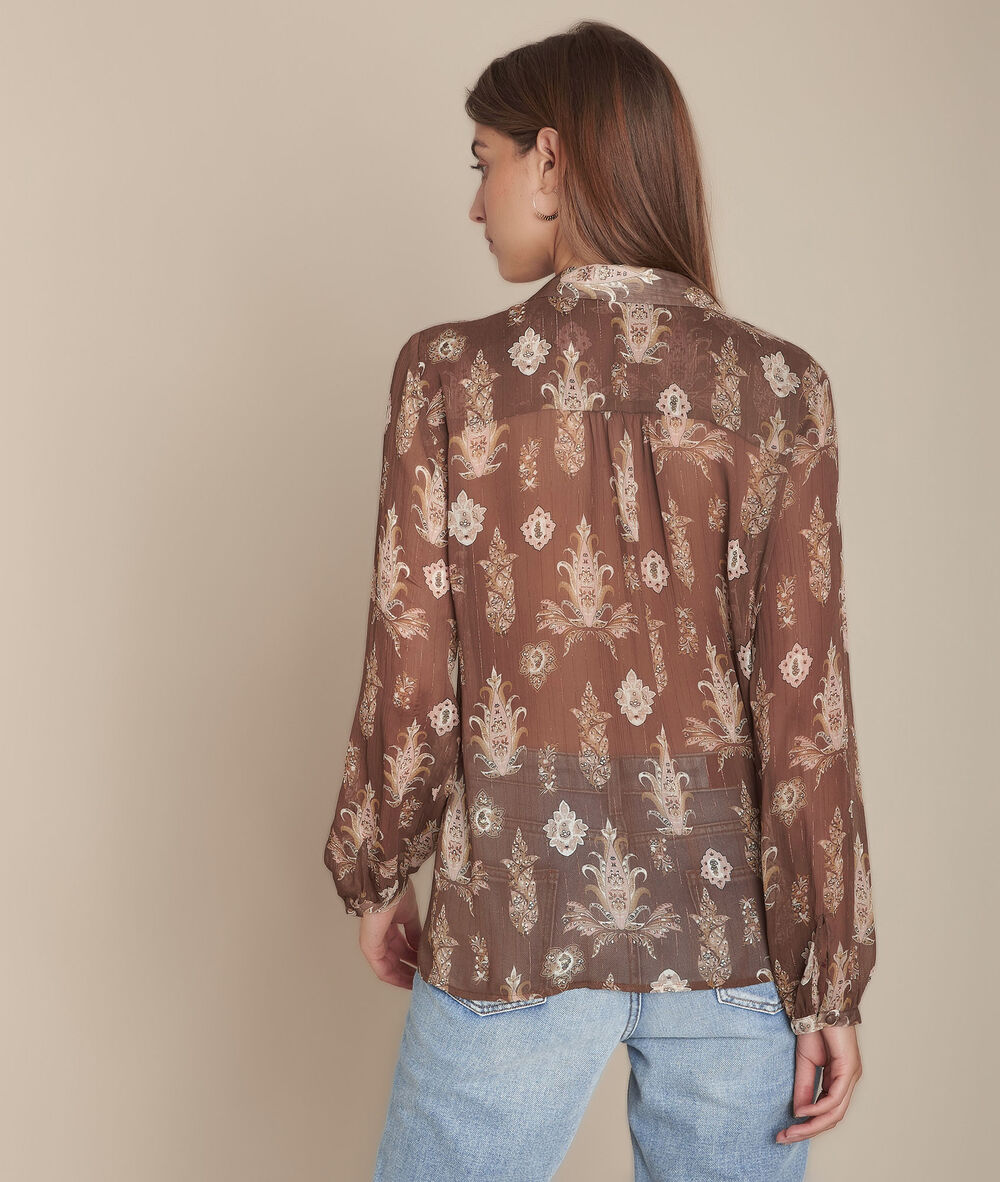 Blouse imprimée meredith marron fonce.