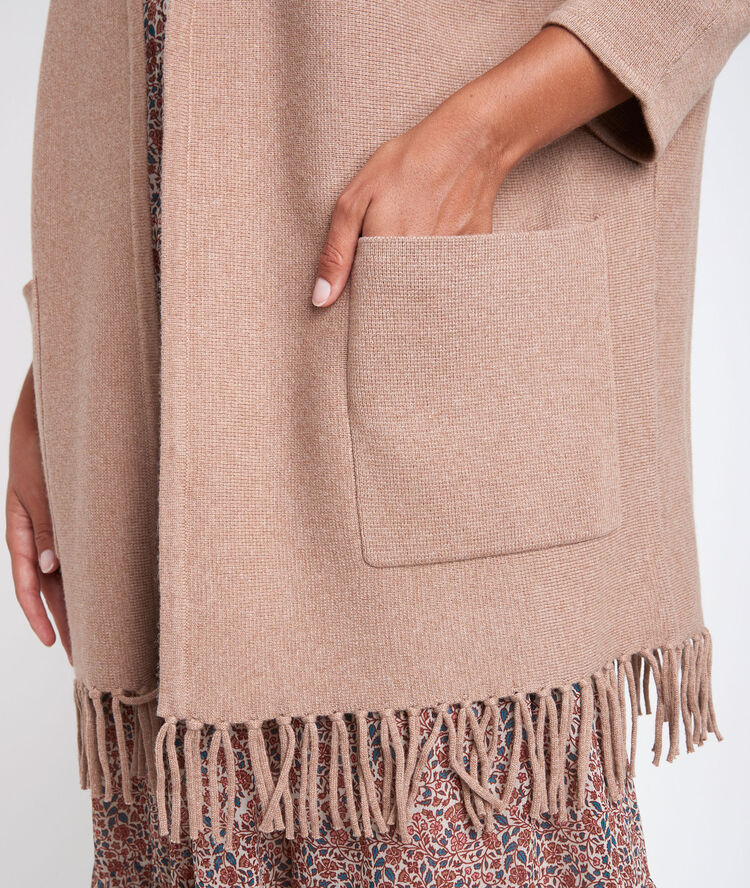 Veste en maille frangée roxie havane.