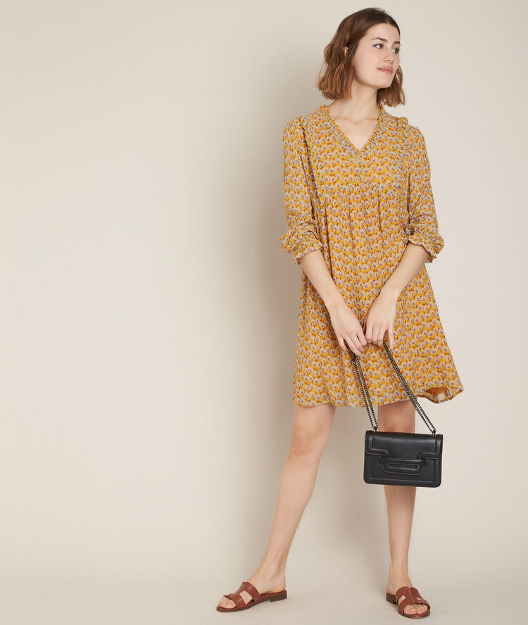 Robe imprim&eacute;e colombe bis safran.
