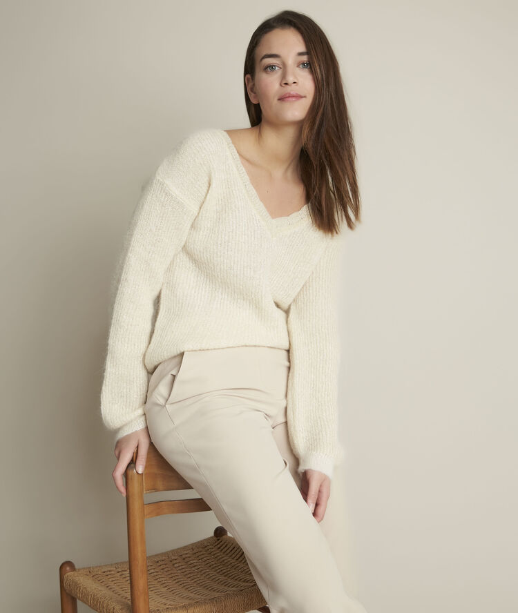 Ecrufarbener lurex-pullover flambeur ecru.