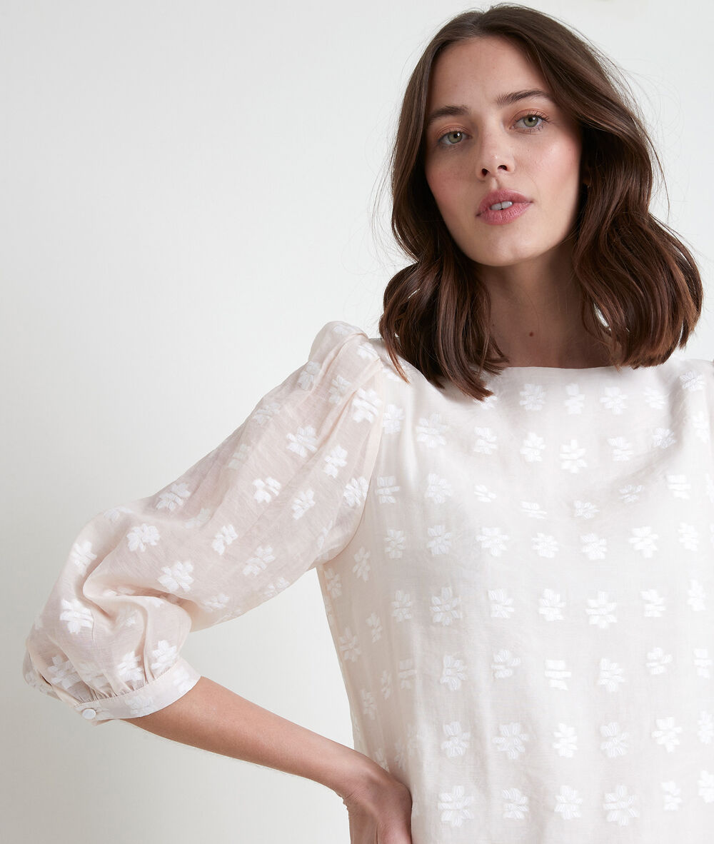 Cremefarbenes kurzes kleid mit stickerei malika creme.