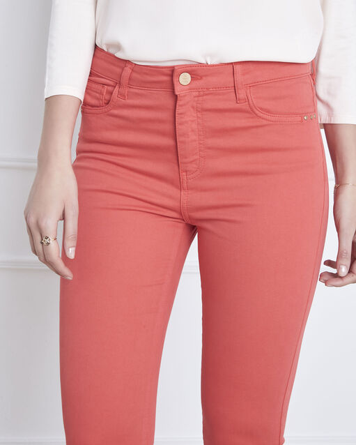 Jean corail 7/8e slim satin de coton vendome corail.