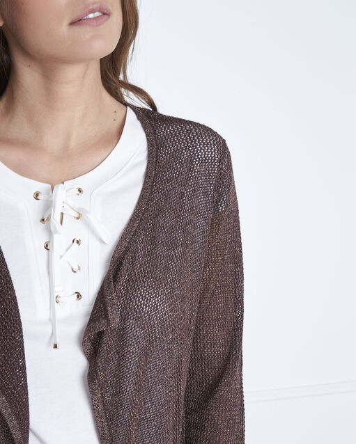 Gilet marron en viscose métallisé noisette mastic.
