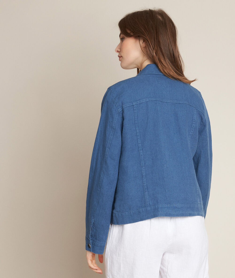 Veste en lin indigo clem indigo fonce.