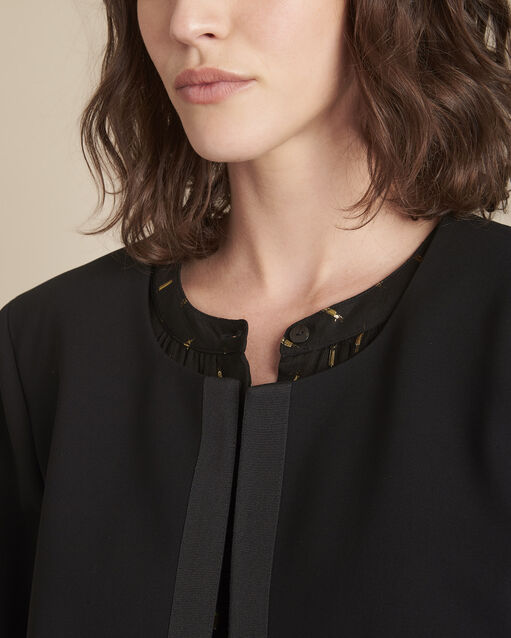 Veste noire microfibre et gros grain charme noir.