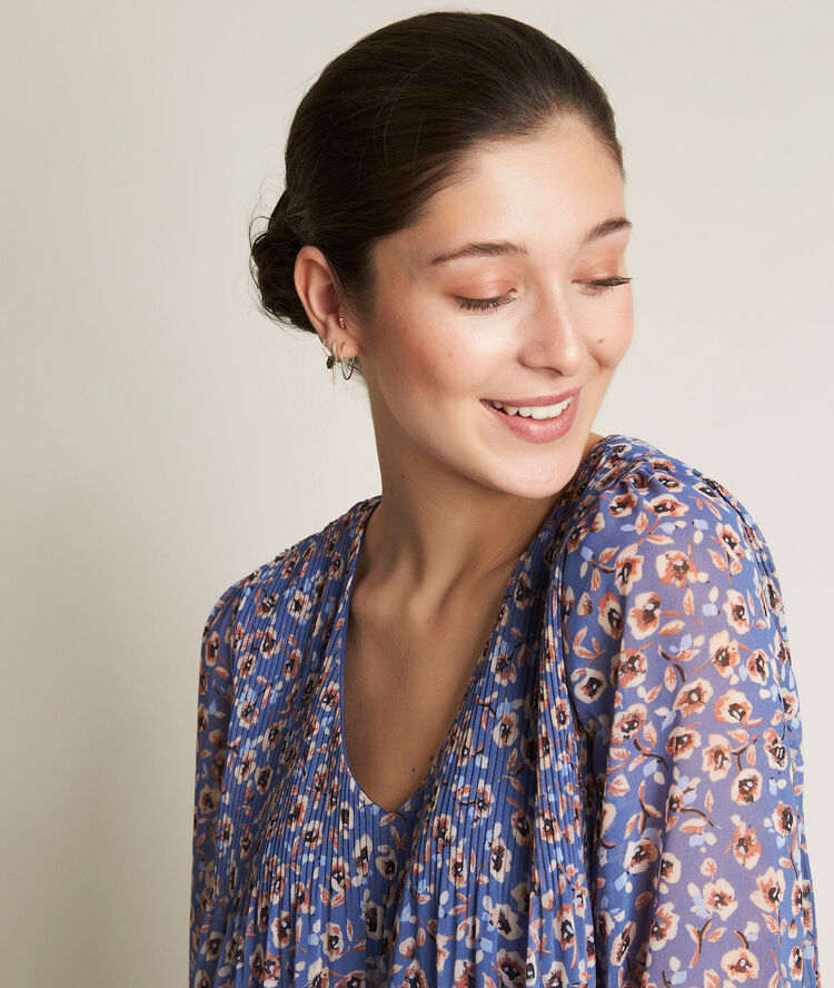 Geplooide blouse met print eva wolk.