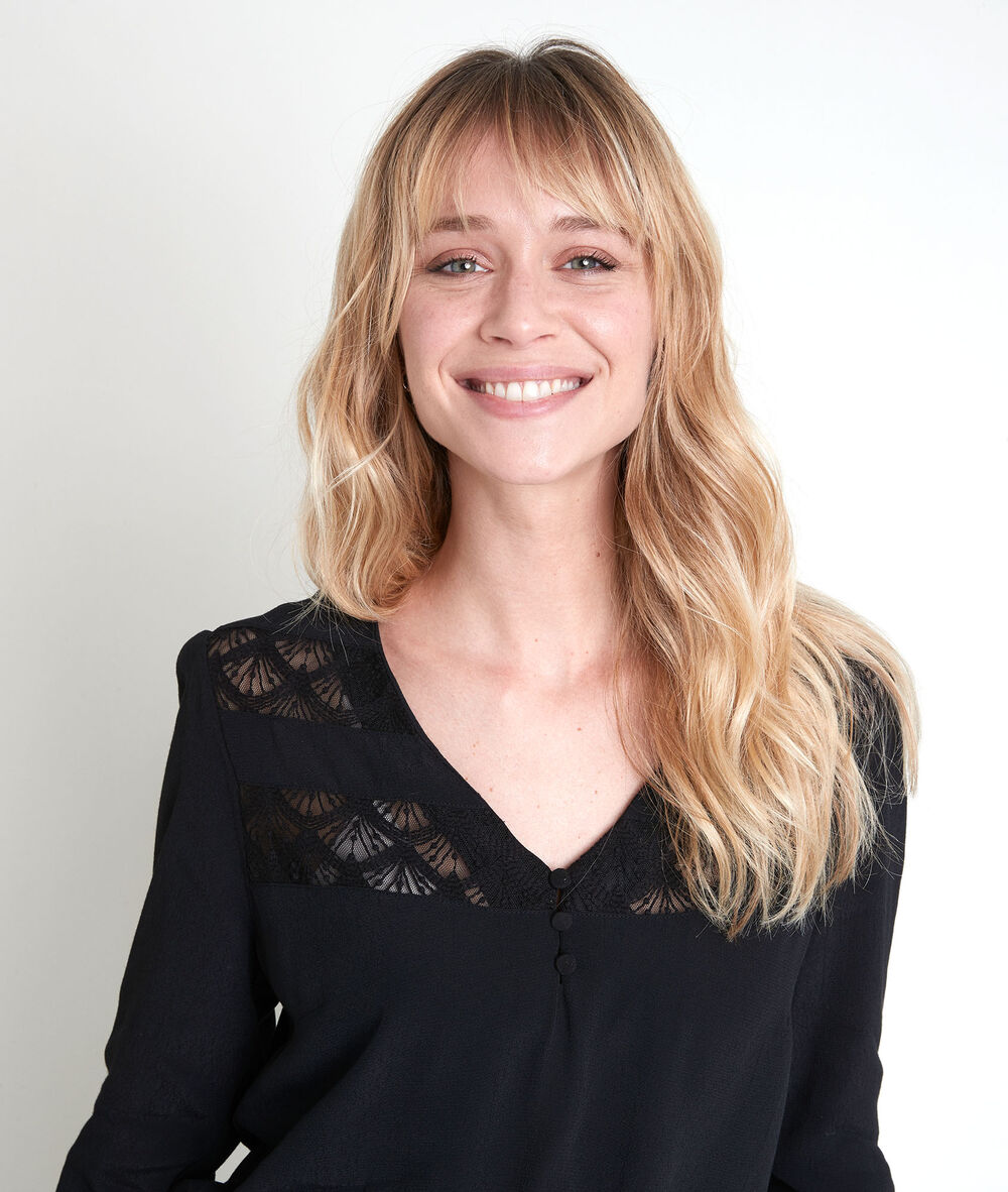 Top bimatière noir dentelle will noir.