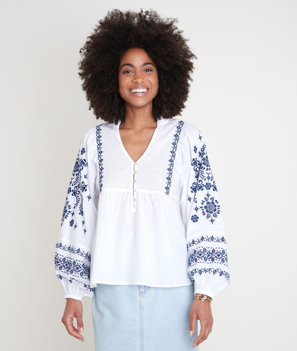 Blouse brodée en coton blanc Anna | 1-2-3 Blouse brodée en coton blanc Anna PhotoZ | 1-2-3