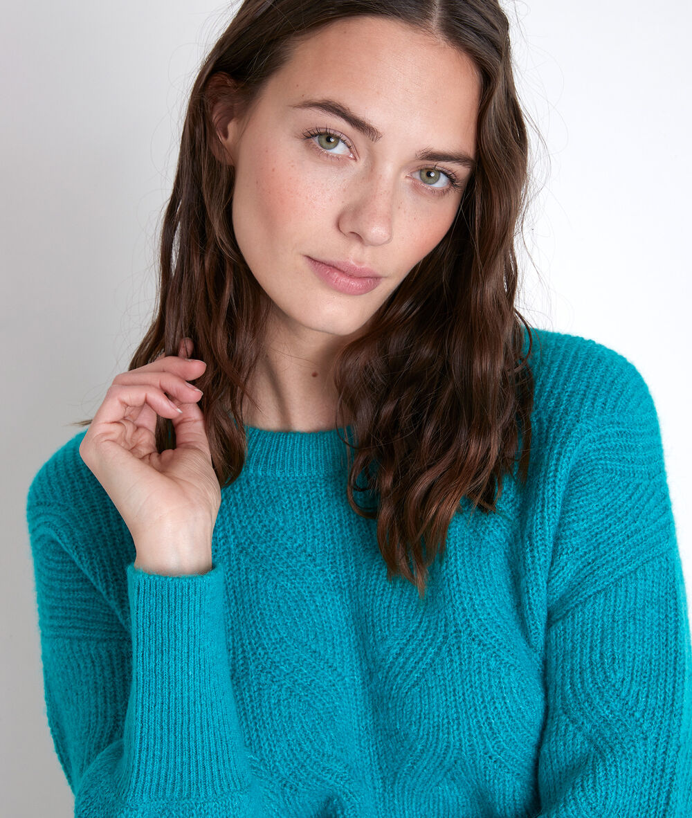 Pull en laine responsable turquoise aleka turquoise.