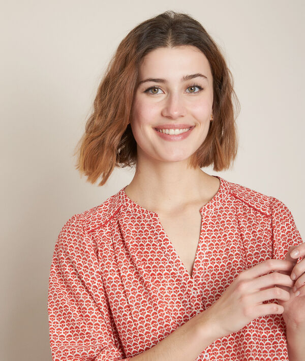 Blouse imprimée rouge Elvire | 1-2-3 Blouse imprimée rouge Elvire PhotoZ | 1-2-3