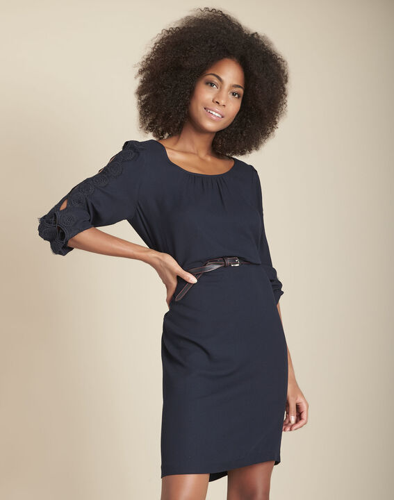 Robe droite fluide marine Istoria | 1-2-3 Robe droite fluide marine Istoria PhotoZ | 1-2-3