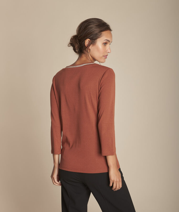 Tee-shirt acajou encolure v calypso caramel.