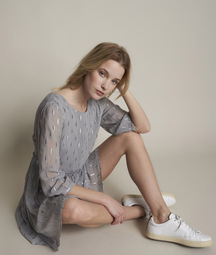 Robe gris chin&eacute; lurex oc&eacute;ane gris souris.