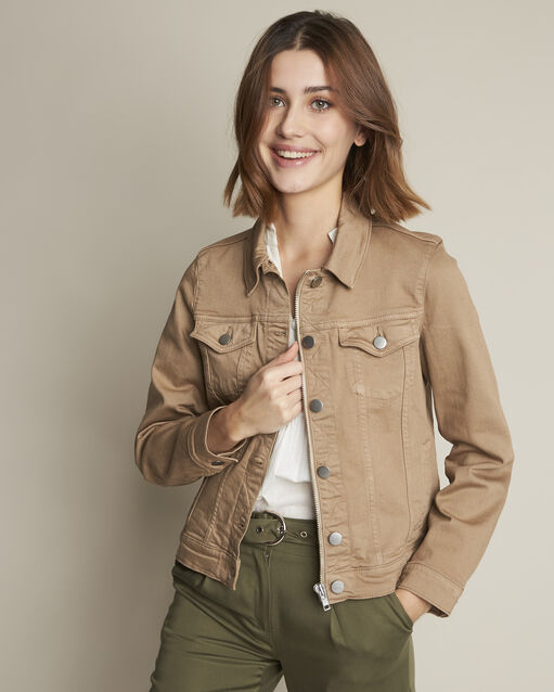 Veste en jean havane clem camel.