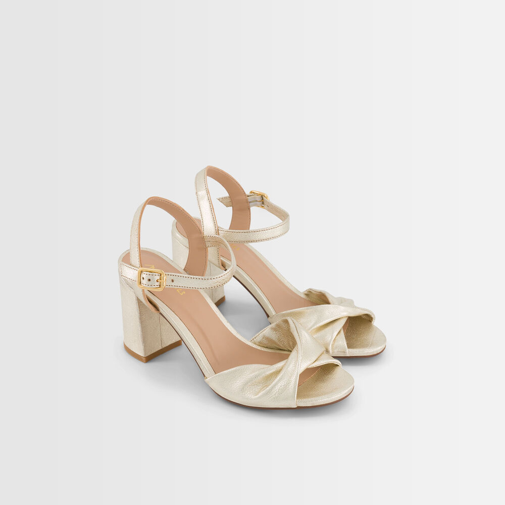 Sandales en cuir à talon dorées gloria or.